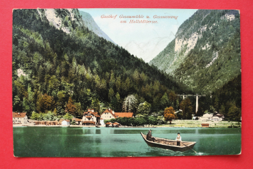 AK Hallstättersee / 1920-1940 / Gasthof Gosaumühle u Gosauzwang / Ruderboot / Oberösterreich